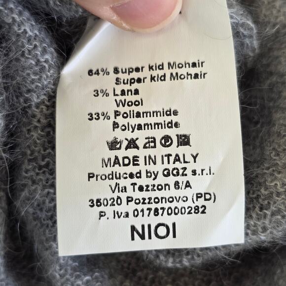 Nioi Italy Colorblock Mohair Wool Blend Sweater Dress Gray Mustard Womens Size L - Picture 9 of 9